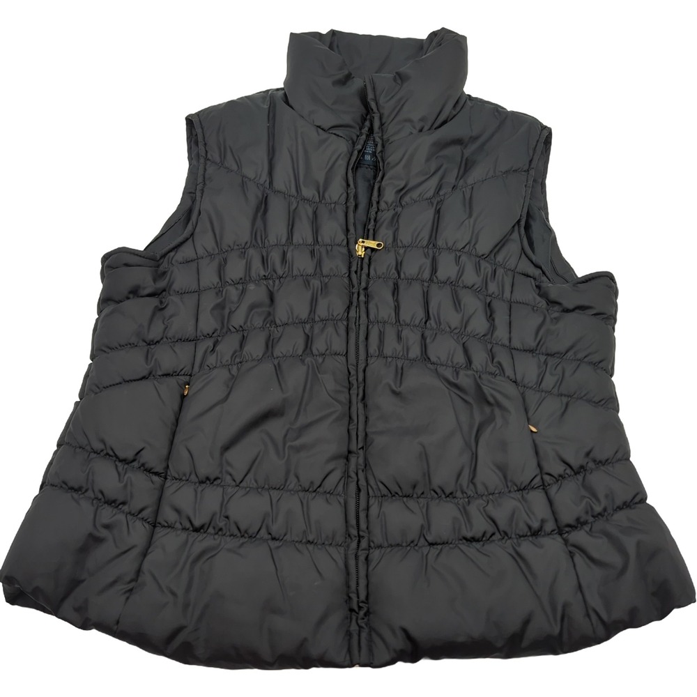 Thre3 Clothing Co Womens Black Puffer Vest Quilted Full Zip Mock Neck Large